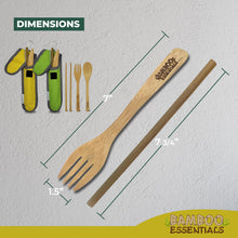 Load image into Gallery viewer, Travel Utensils with Case Set Fork, Knife, Spoon, Chopsticks, Straw, Straw-cleaning brush, Travel Pouch and Carabiner, Excellent For Everyday Use! ((2 Sets) Green/Yellow)