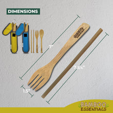 Load image into Gallery viewer, Travel Utensils with Case Set Fork, Knife, Spoon, Chopsticks, Straw, Straw-cleaning brush, Travel Pouch and Carabiner, Excellent For Everyday Use! ((2 Sets) Blue/Yellow)