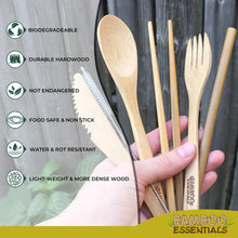 Load image into Gallery viewer, Travel Utensils with Case Set Fork, Knife, Spoon, Chopsticks, Straw, Straw-cleaning brush, Travel Pouch and Carabiner, Excellent For Everyday Use! ((2 Sets) Blue/Yellow)
